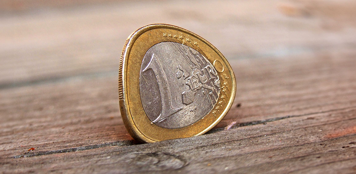 Verbogene 1-Euro-Münze