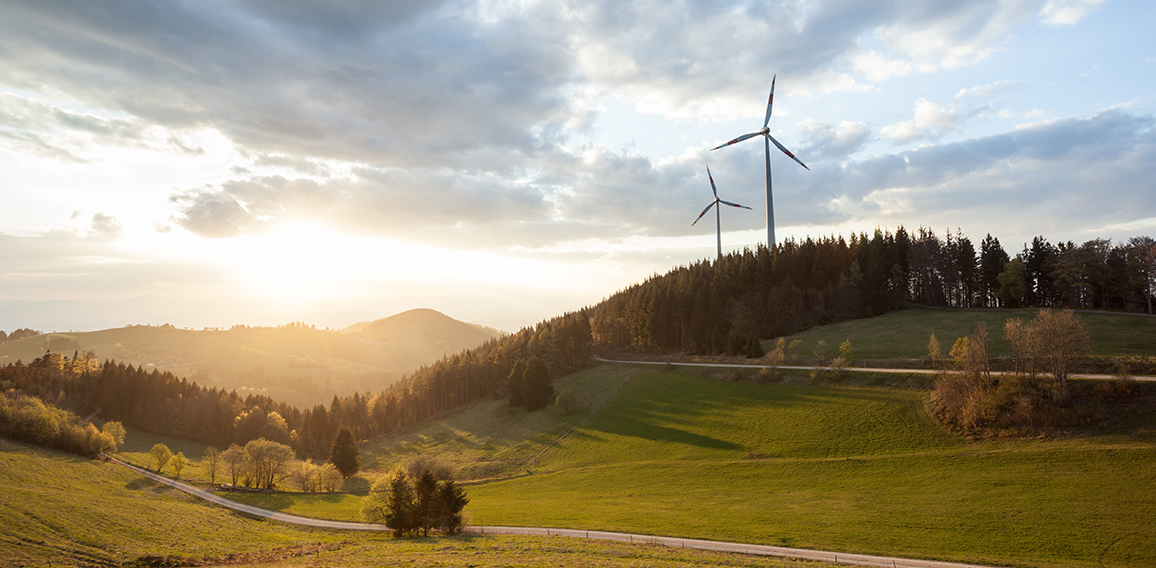 wind power mills in black forest landscape, Germany