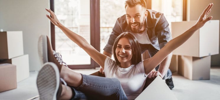 Couple moving in new house