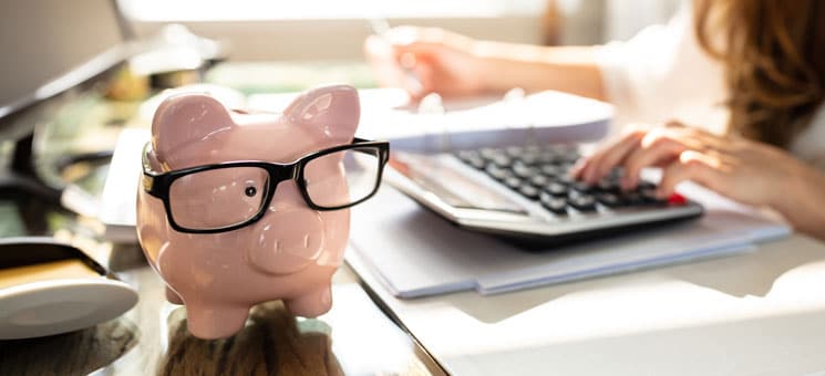 Pink Piggy Bank Over Office Desk