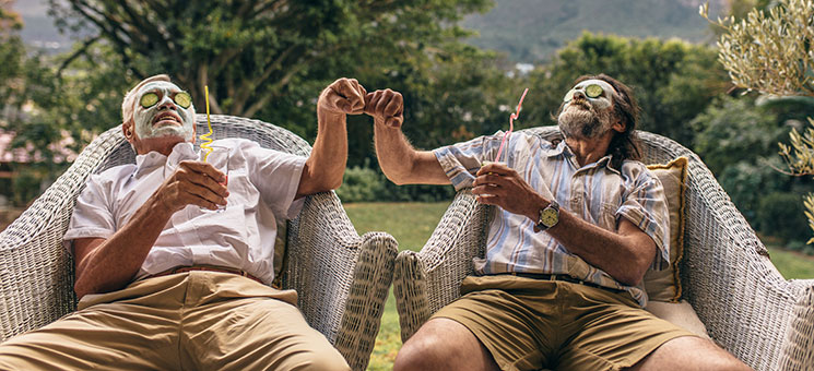 Senior friends enjoying spa treatment