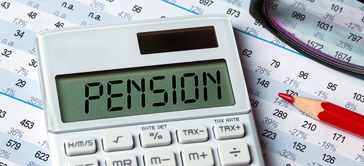 pension concept shown on calculator