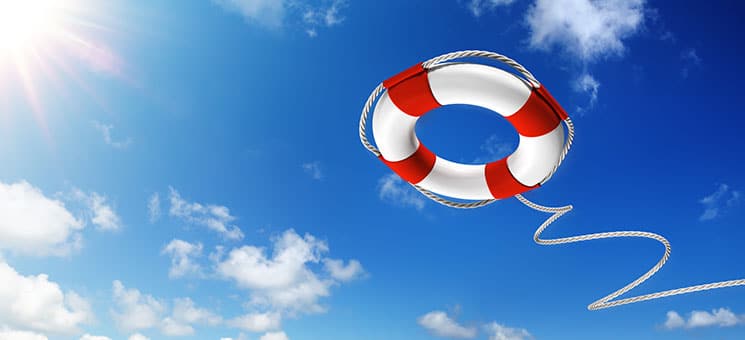 Throwing A Life Preserver In The Sky - Help Concept