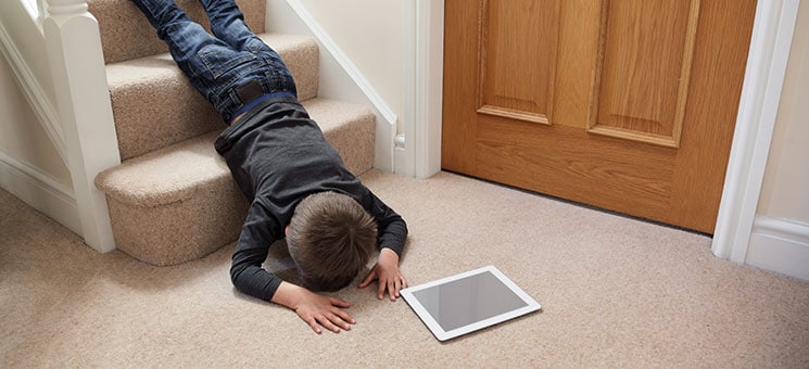 Child falling down the stairs