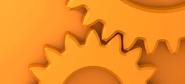 Cogs on orange background