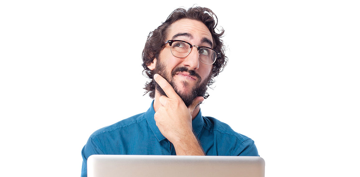 businessman thinking with laptop