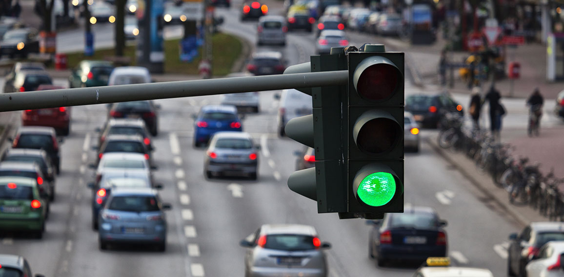 Grüne Ampel, Großstadtverkehr in Hamburg, Deutschland