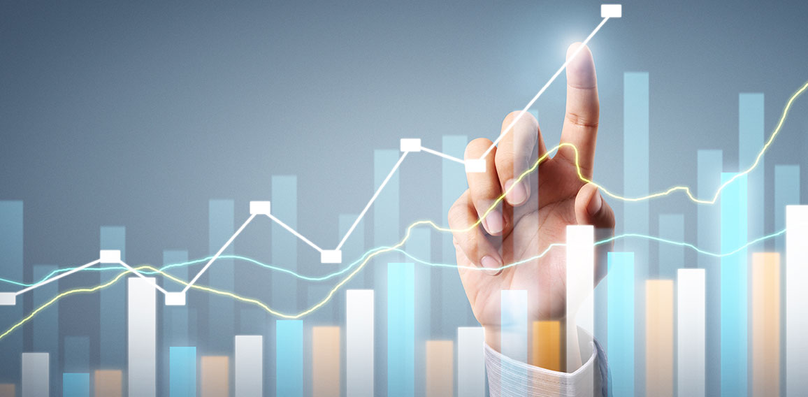 Businessman plan graph growth and increase of chart positive ind