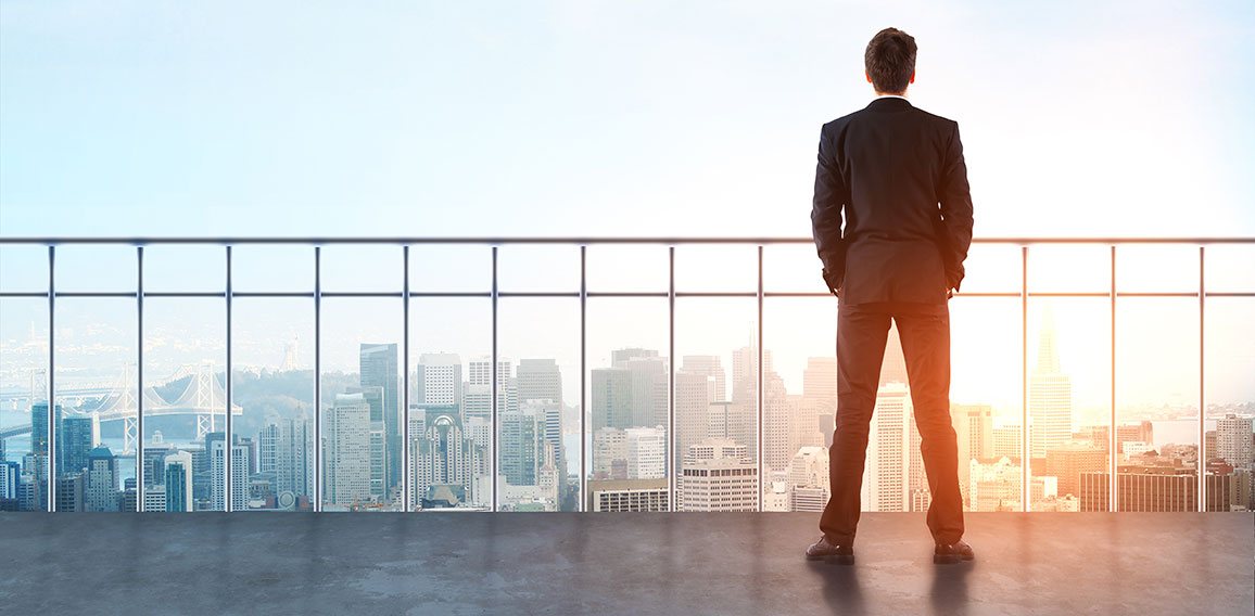 Businessman on rooftop