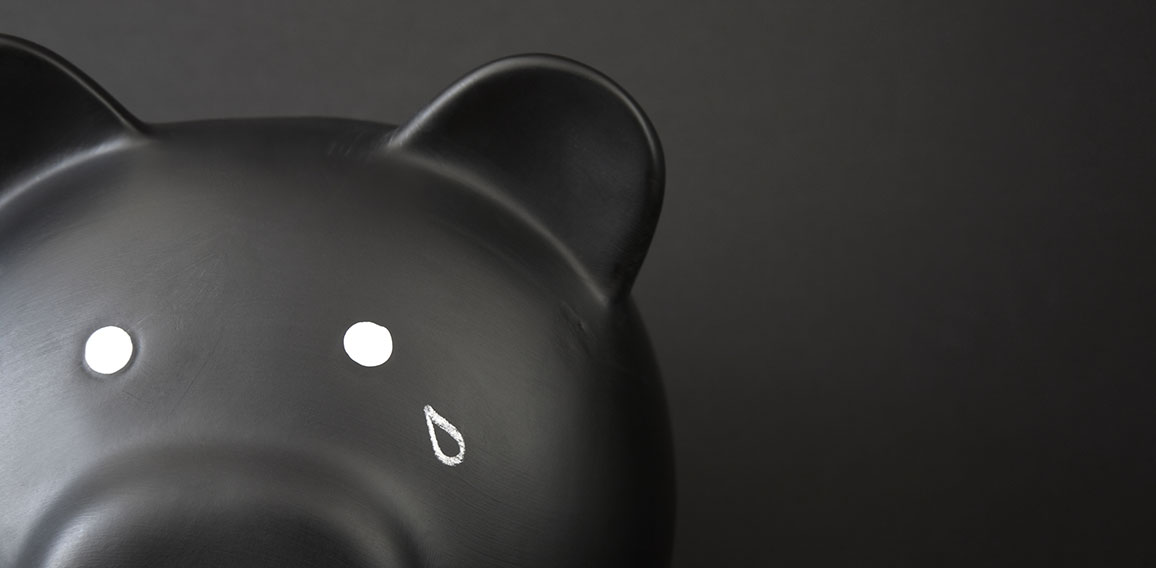 Black Piggy Bank with tear