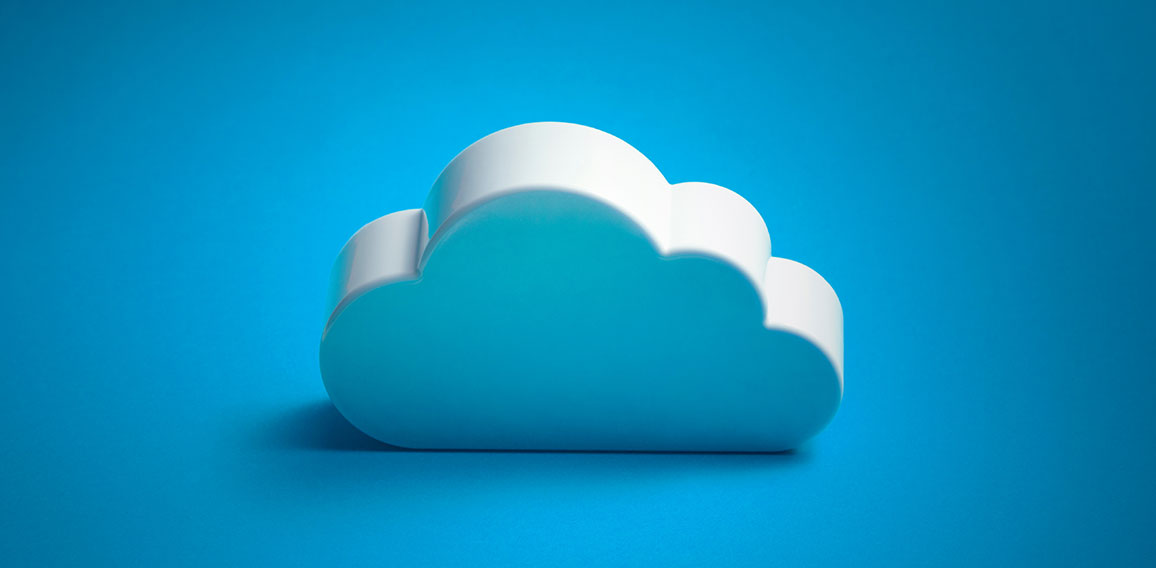 White cloud shape over blue background