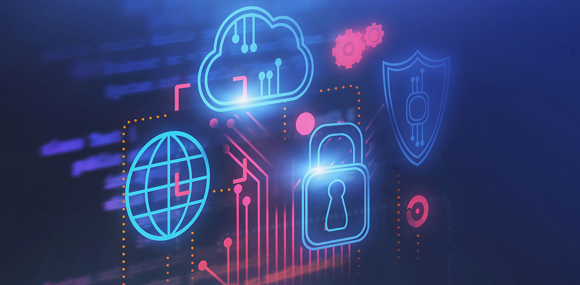 Cloud computer and cyber security background