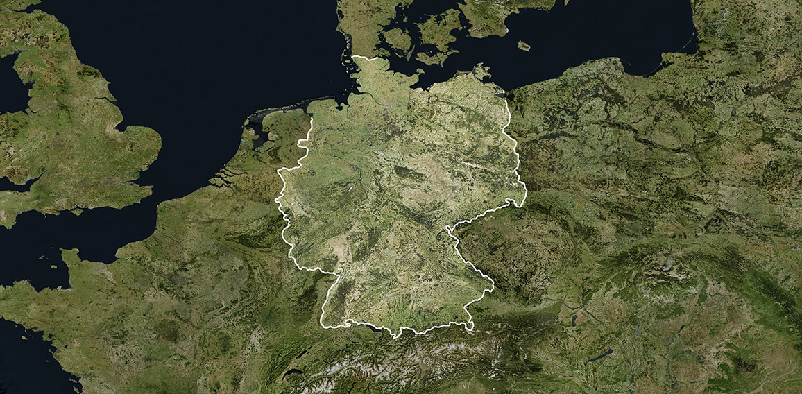 Satellite image of Germany with borders (Isolated imagery of Ger