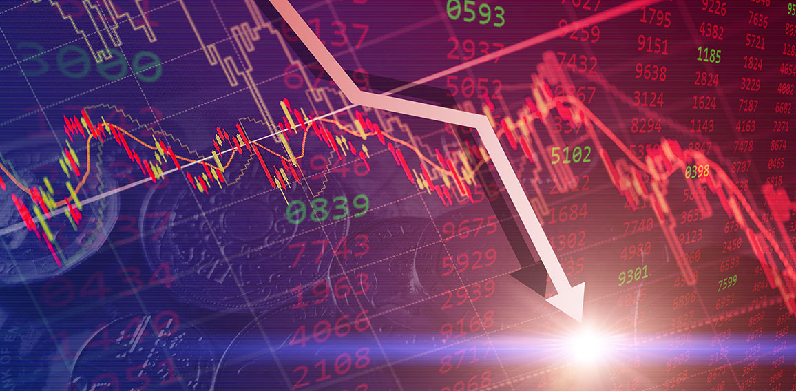 Bearish stock financial, bear market chart falling prices down t