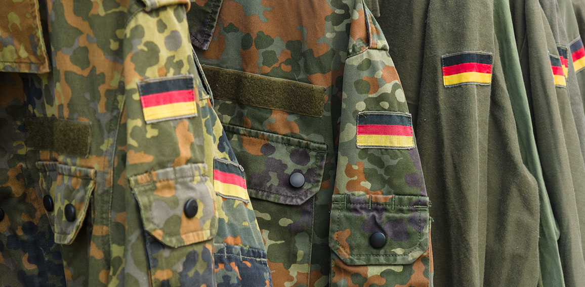 Detail of military uniform soldiers in Germany.