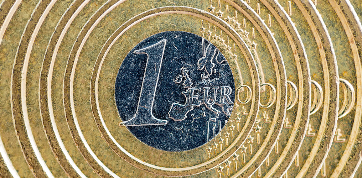 abstract coin image of one euro as a financial symbol