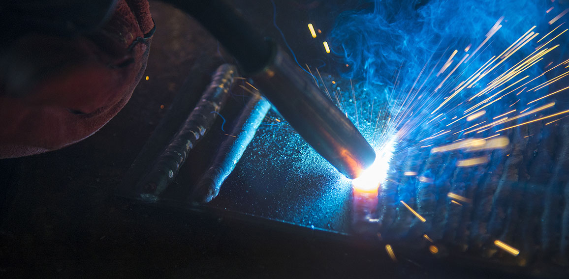 Close-up of the sparking light of the welding process.Sparking l