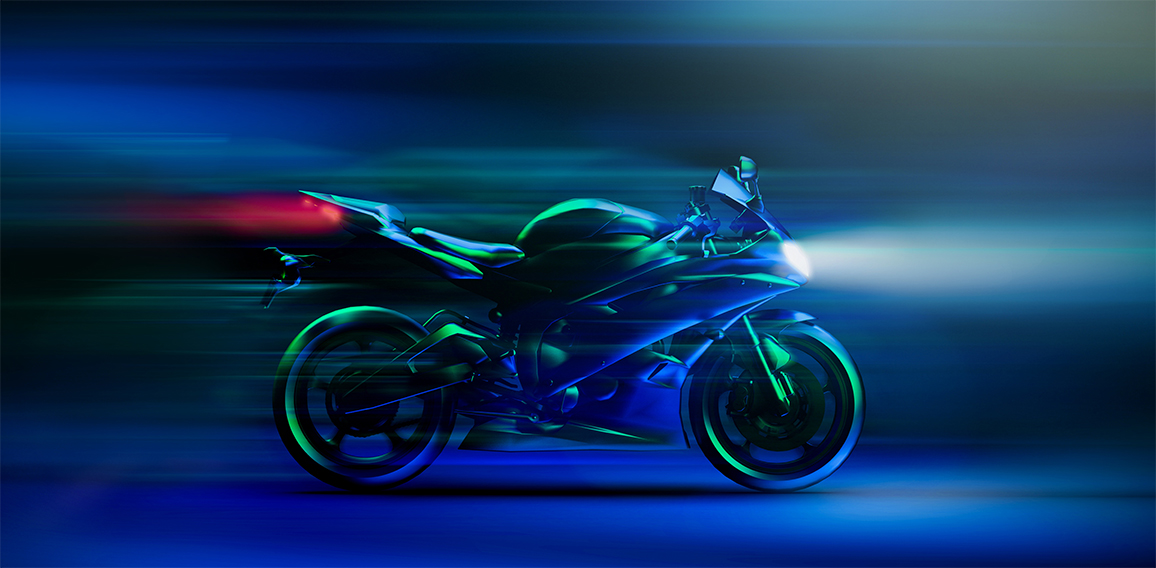 Futuristic high speed racing motorcycle scene (3D Illustration)