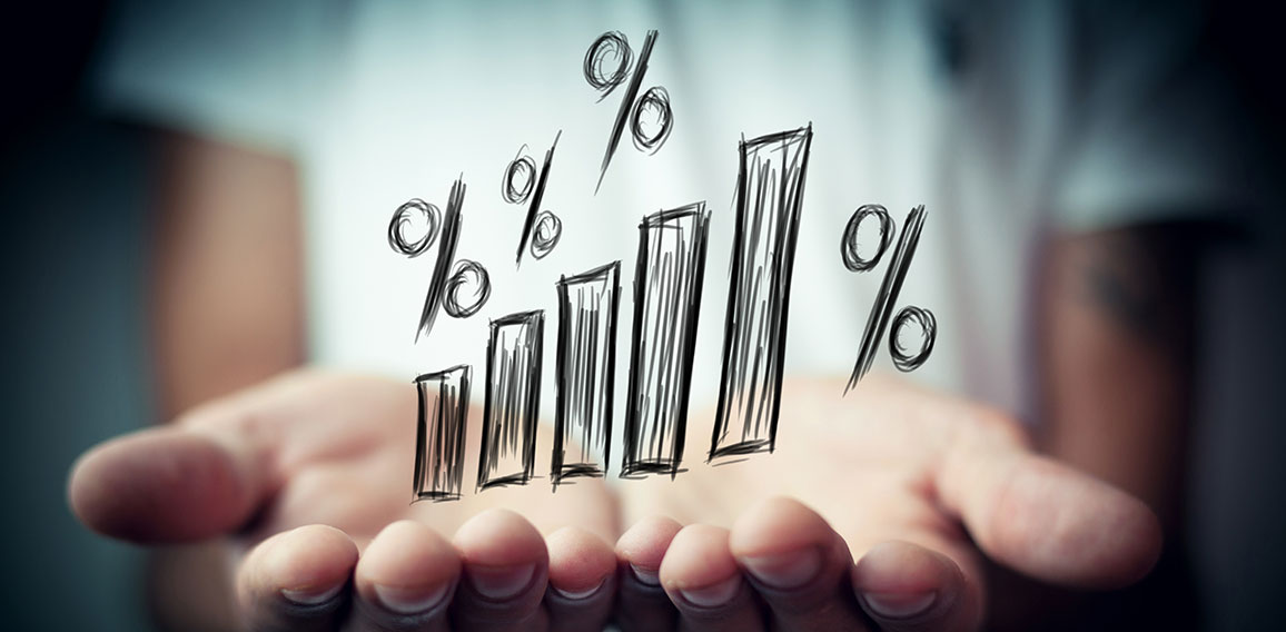 Interest rate financial and mortgage rates concept.