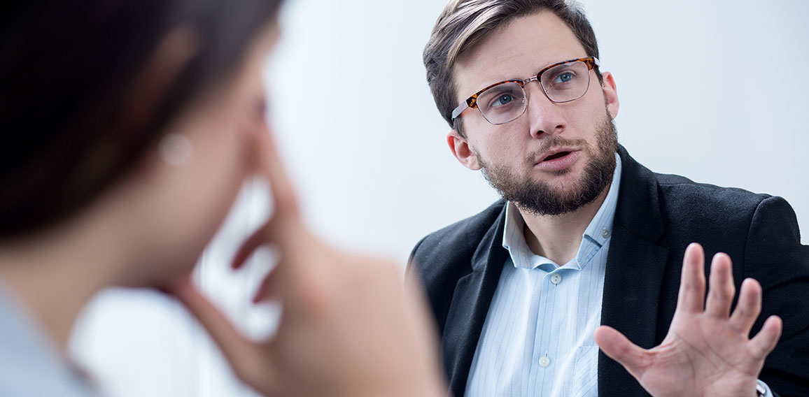 Businessman during psychotherapy session