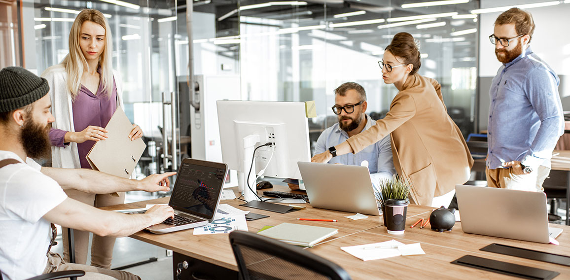 Office work with diverse coworkers