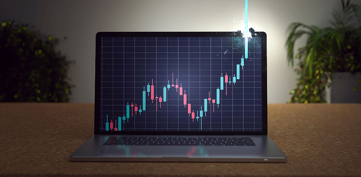 Booming stock price breaks through top of notebook display