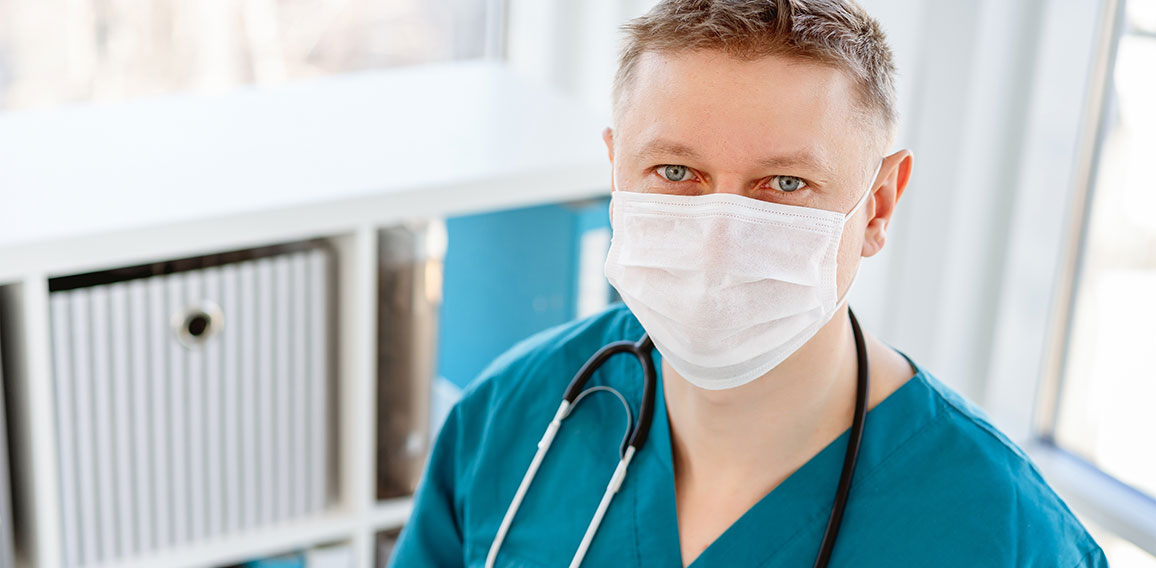 Doctor in protective mask