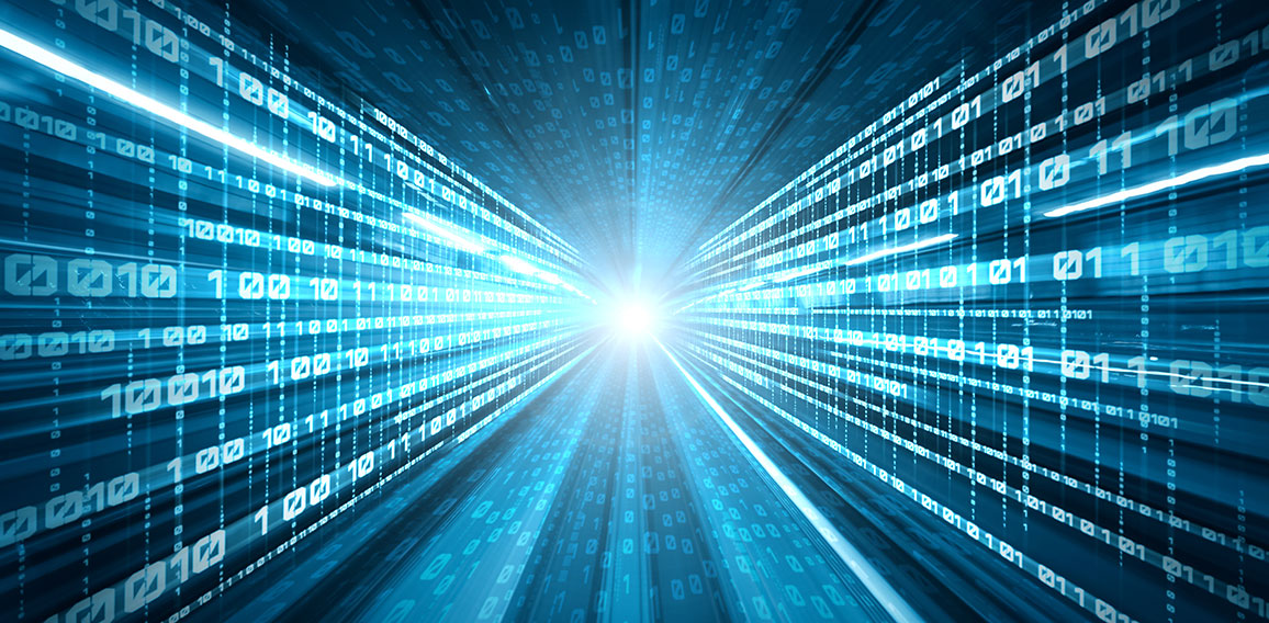 Digital data flow on road with motion blur to create vision of fast speed transfer