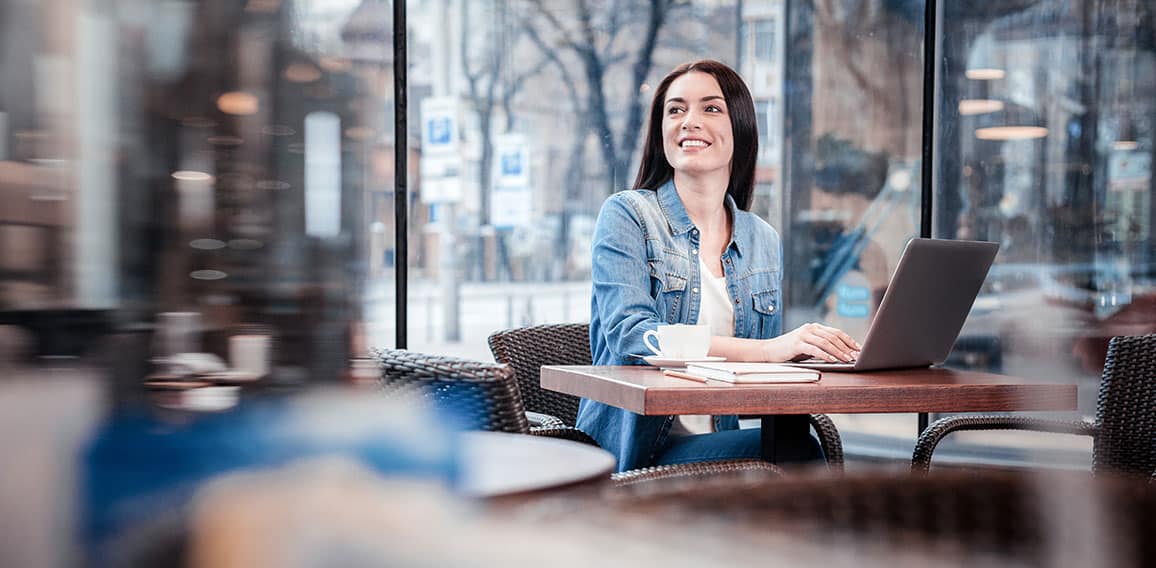 Dreamy female person enjoying every moment