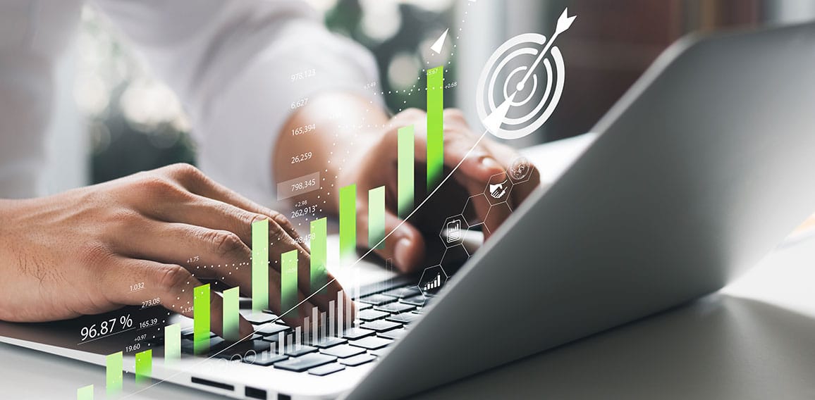 Businessman analyzing company's financial balance sheet working