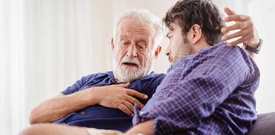 Differences of two generations male elder father with younger ma