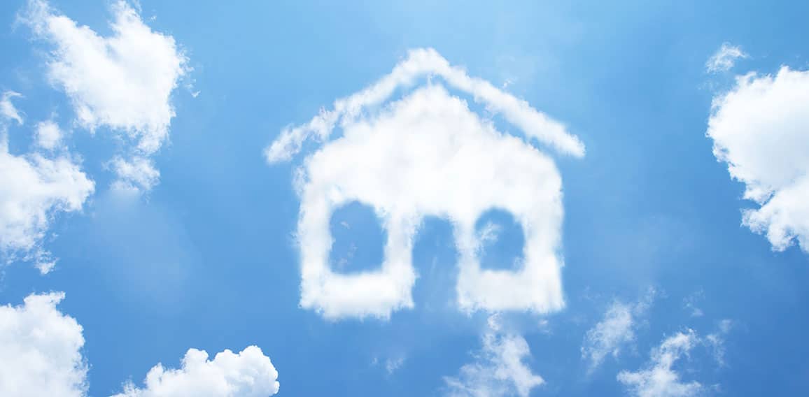 Clouds shape like house.