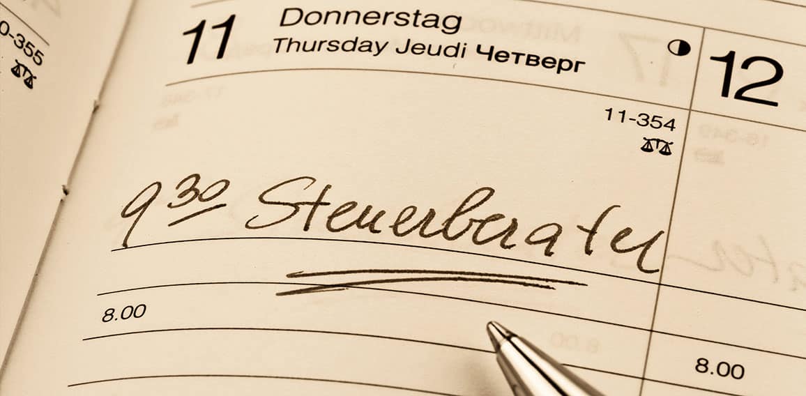 Eintrag im Kalender: Steuerberater