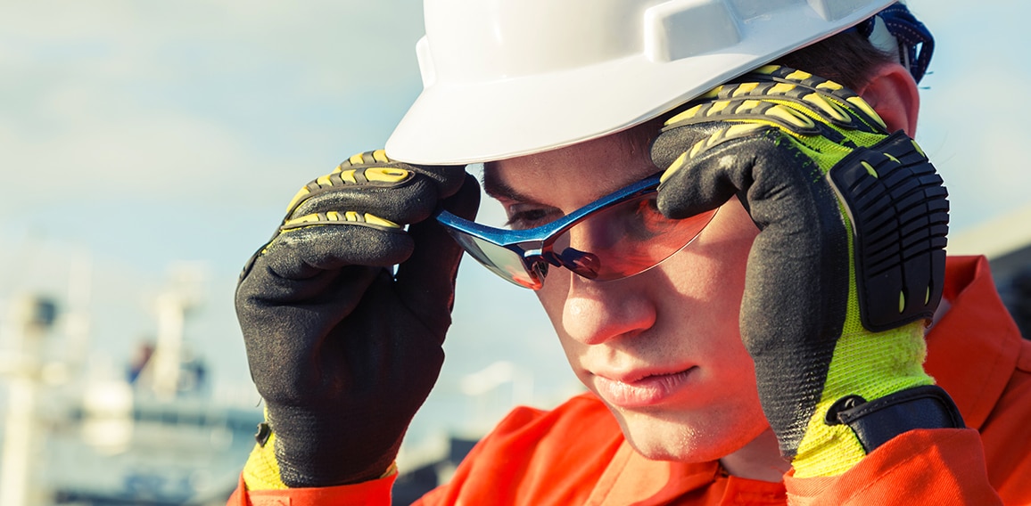 Engineer is wearing the safety goggles.