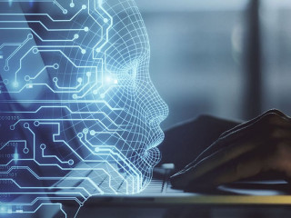 Sideview of laptop with head outline