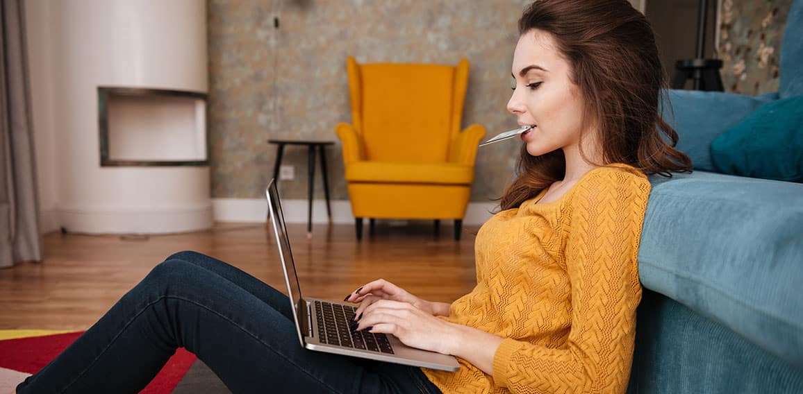 Portrait of a young woman doing shopping online