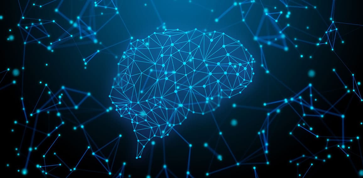 brain ai connecting to futuristic with technology network in bac