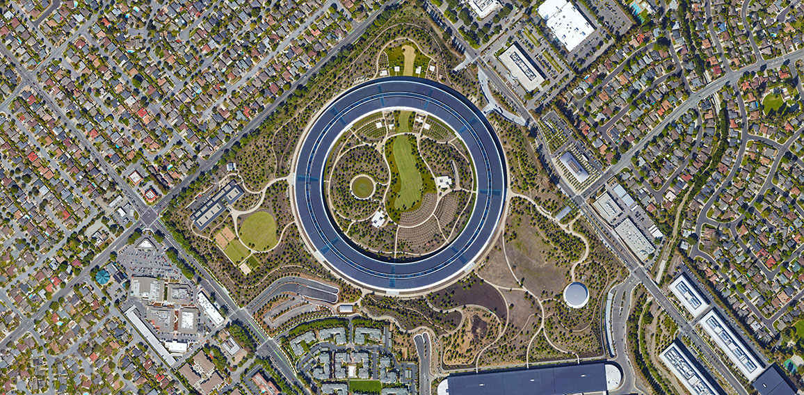 Silicon Valley looking down aerial view from above – Bird’s