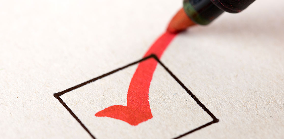 Macro photography of check mark on white background