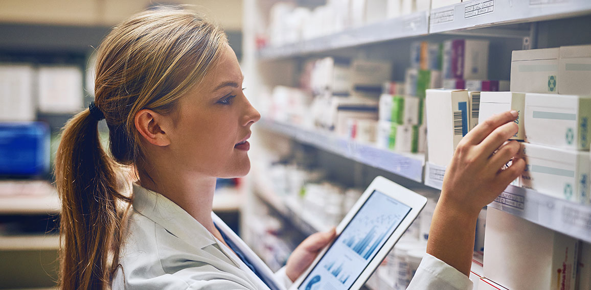 According to this online tool, this medication will work best. Shot of a pharmacist using her digital tablet while working in a isle.