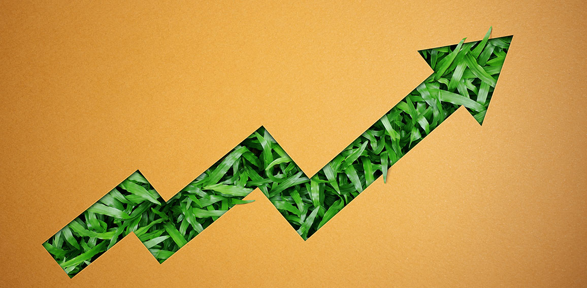 ESG, Environmental Care Concept. Craft Paper Cut as Upward Arrow