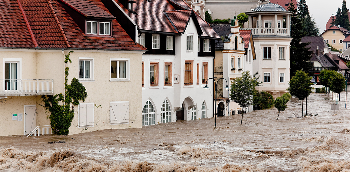 Hochwasser und Überflutung in Steyr, Österreich