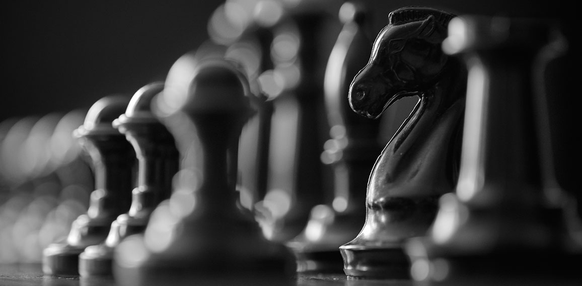 black chess pieces on the board, chess horse