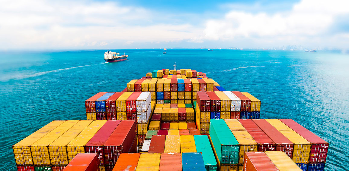 Cargo ships entering one of the busiest ports in the world, Sing