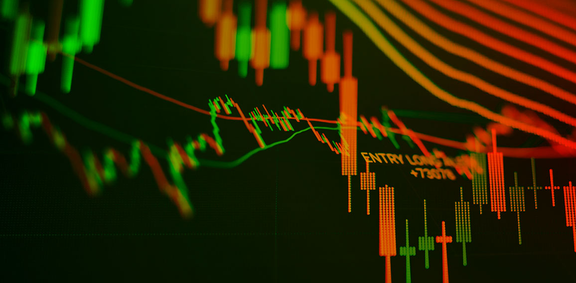 Candle stick graph chart of stock market investment trading. The