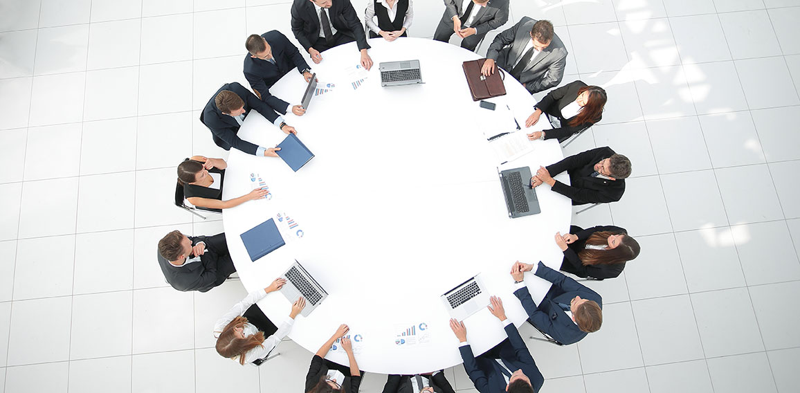 view from the top.meeting of shareholders of the company at the round - table.