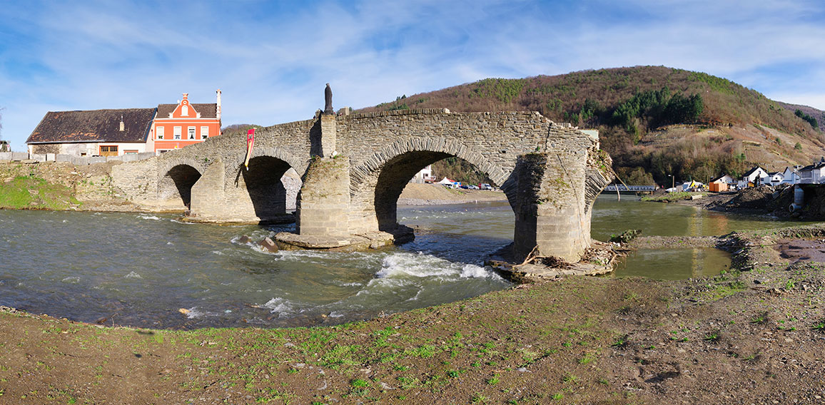 Flood damage in Ahrtal and Eifel. Reconstruction after cleanup.