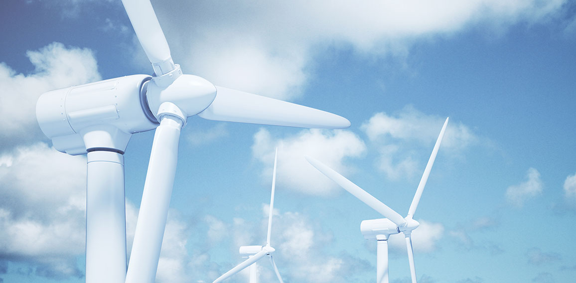 Windmills with the sky background and clouds