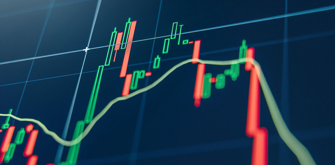 Digital money movement chart with crypto falling in price down to zero as reaction to negative news