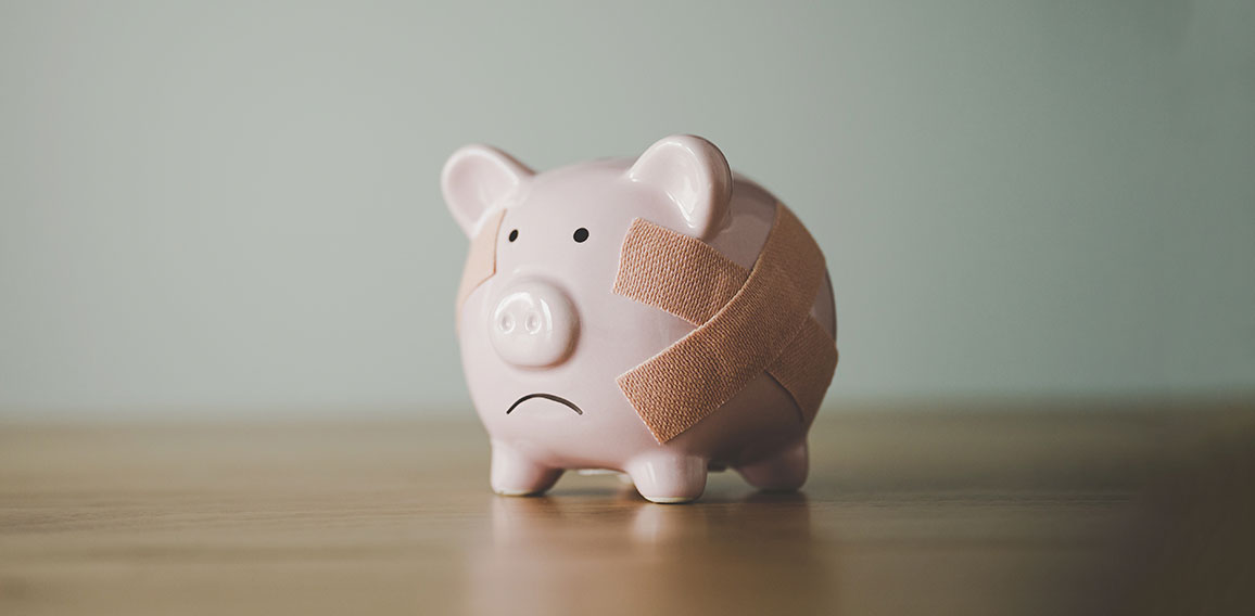 Piggy bank on wood table. Financial investment and save money concept